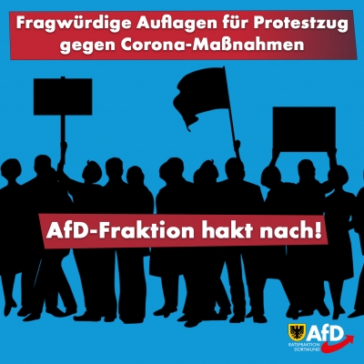 AfD-Fraktion hakt nach: Fragwürdige Auflagen für Protestzug gegen Corona-Maßnahmen