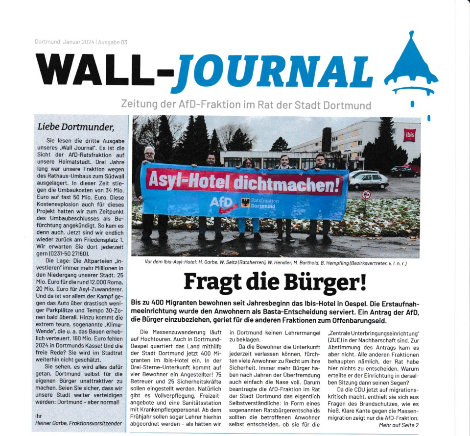 +++ Wall-Journal 2023 – Die jährliche Zeitung der AfD-Fraktion im Rat der Stadt Dortmund +++